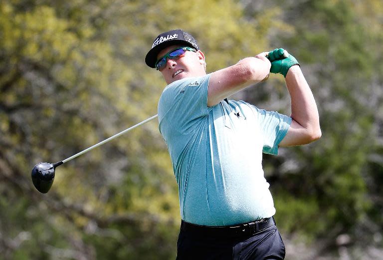 Charley Hoffman of the US tees off on the eighth hole during round one of the Valero Texas Open, at TPC San Antonio AT&T Oaks Course in San Antonio, on March 26, 2015