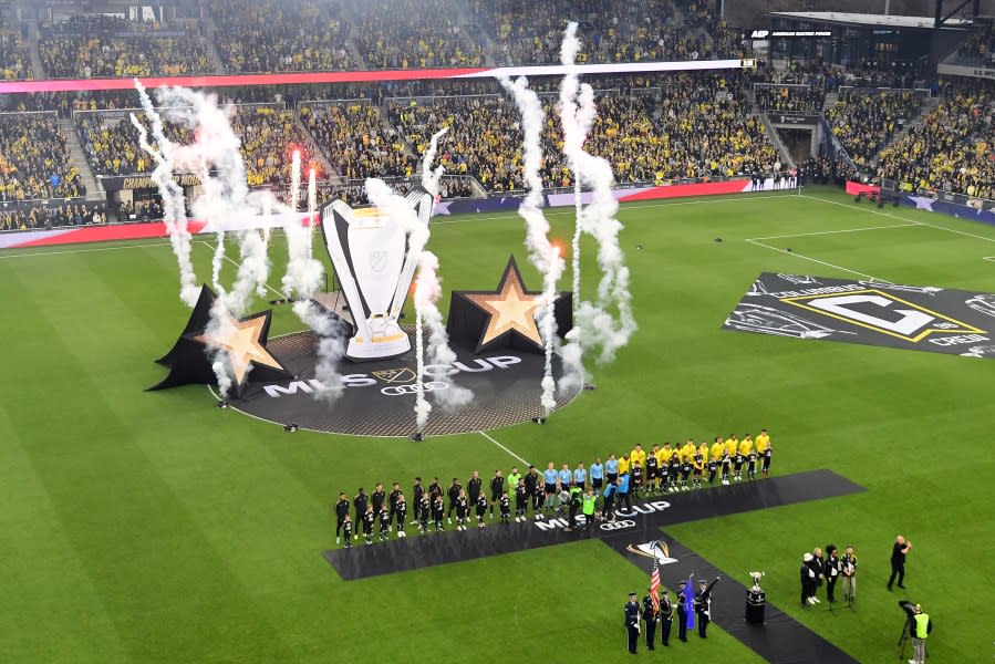 COLUMBUS, OHIO – DECEMBER 09: General view of the stadium during the national anthem prior to the 2023 MLS Cup between the Columbus Crew and the Los Angeles FC at Lower.com Field on December 09, 2023 in Columbus, Ohio. (Photo by Emilee Chinn/Getty Images)