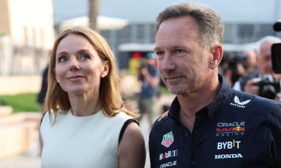 <span>Christian Horner and his wife, Geri Halliwell-Horner, arrive before the Bahrain Grand Prix at Bahrain International Circuit in Sakhir on March 2.</span><span>Photograph: Ali Haider/EPA</span>