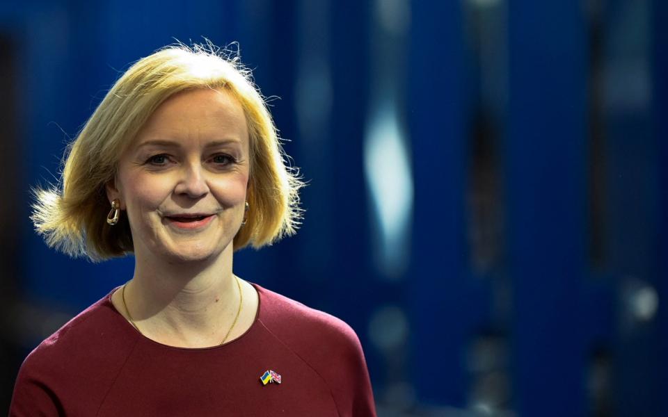 Liz Truss, the Prime Minister, is pictured at the Conservative Party's conference in Birmingham today - Toby Melville/Reuters