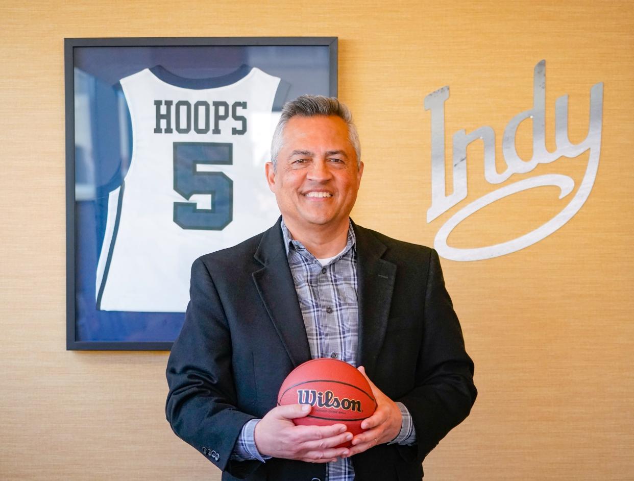 President & CEO of Visit Indy, Leonard Hoops is photographed in his office at the Indiana Convention Center on Monday, March 10, 2024, in Indianapolis.