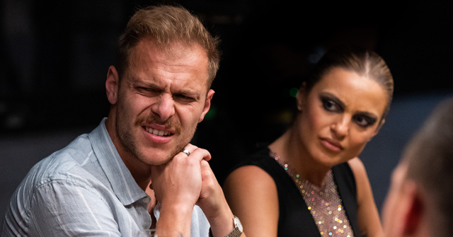 MAFS' Jack Millar and Domenica Calarco looking confused.