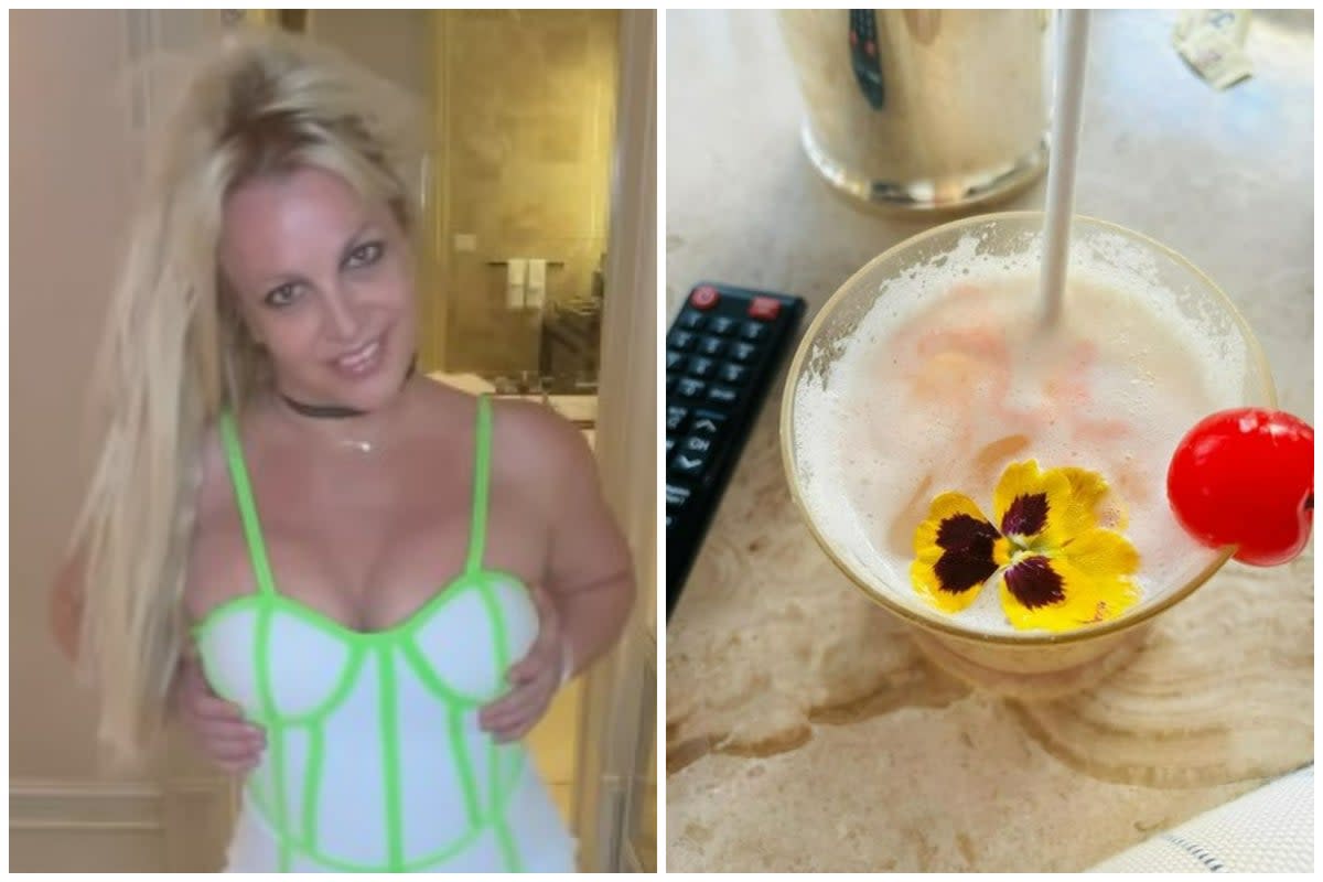 Britney Spears shared a picture of a fruity-looking drink following ex Justin Timberlake’s arrest (Instagram @britneyspears)