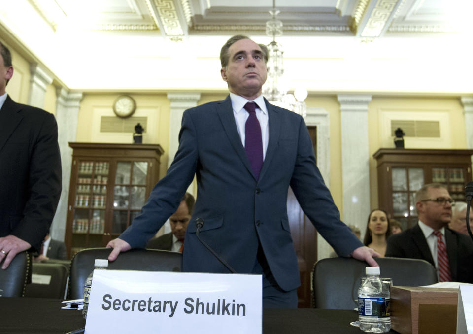 Veterans Affairs Secretary David Shulkin arrives to testify on veterans programs before the Senate Committee on Veterans Affairs at Capitol Hill, Wednesday, March 21, 2018, in Washington.