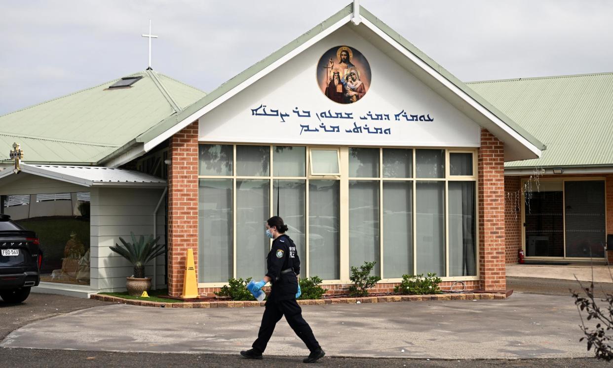<span>The Assyrian Christ the Good Shepherd church in Wakeley, after the Sydney church stabbing in which Bishop Mar Mari Emmanuel was allegedly attacked.</span><span>Photograph: Jaimi Joy/Reuters</span>