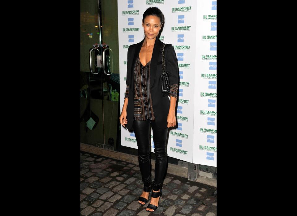 October 2009  Thandie kept it casual but still looked gorgeous in leggings and a blazer.