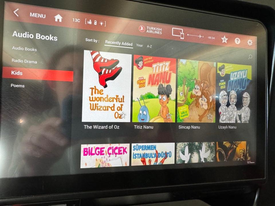 movies available  Turkish Airlines flight 