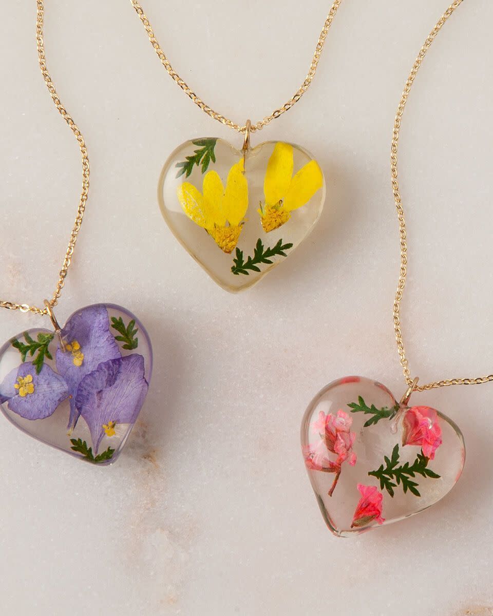 13) Birth Month Flower Heart Necklace