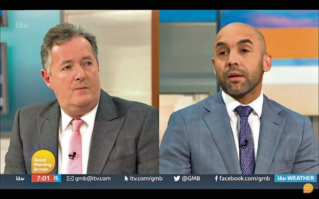 Alex Beresford and Piers Morgan had a fiery exchange over the Duchess of Sussex’s comments on racism - System/Enterprise News and Pictures