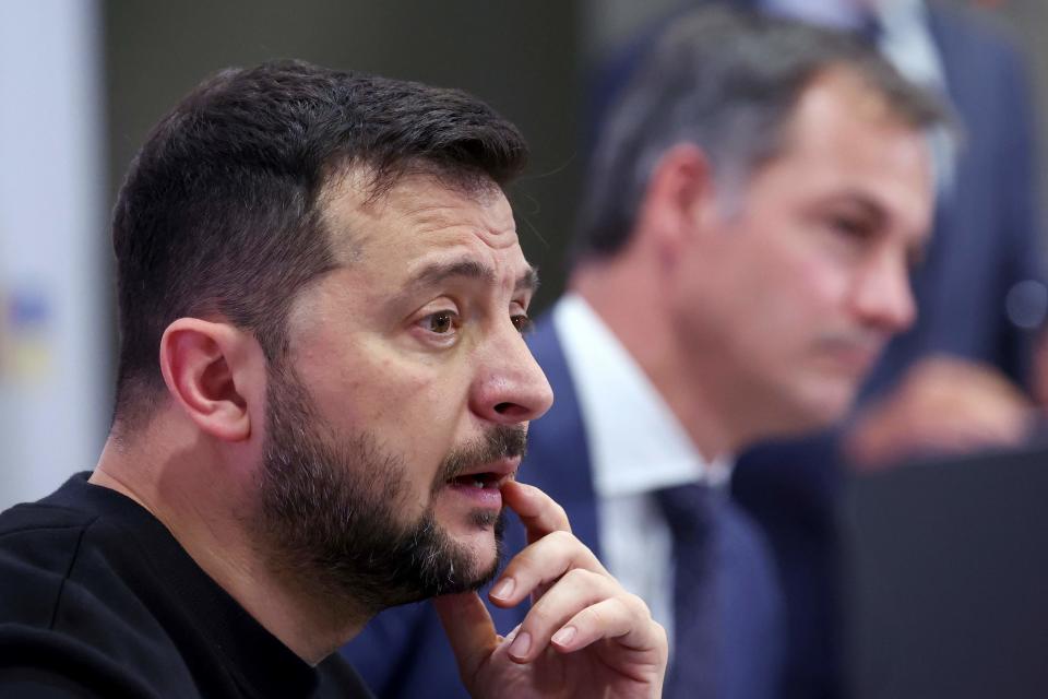 President Zelensky said it was important to keep “Ukraine and the defence of freedom and international law in the global spotlight” as he prepares for tomorrow’s Summit (POOL/AFP via Getty Images)