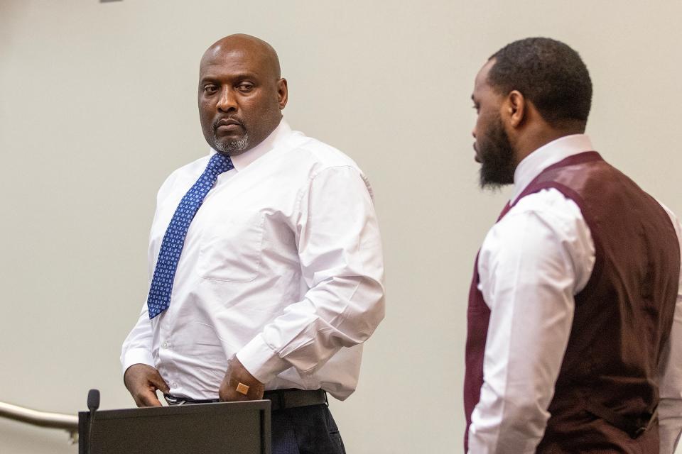 Closing arguments are heard during the trial of (left) Marcus Morrisey and his nephew, (right) Danron Morrisey, in the murder in Neptune of Randolph Goodman before Superior Court Judge Marc C. LeMieux at Monmouth County Courthouse in Freehold, NJ Tuesday, February 7, 2023. 