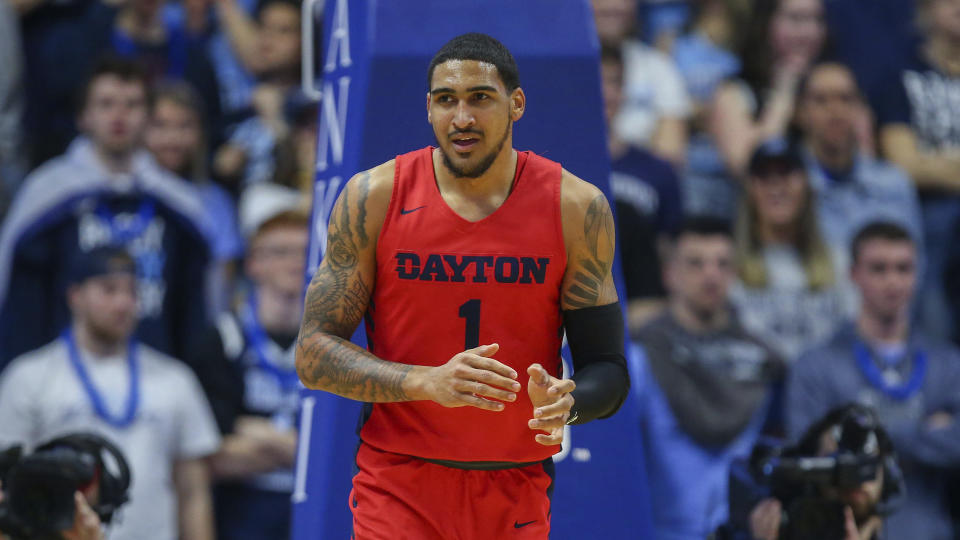 Dayton's Obi Toppin (1) during the first half of an NCAA college basketball game