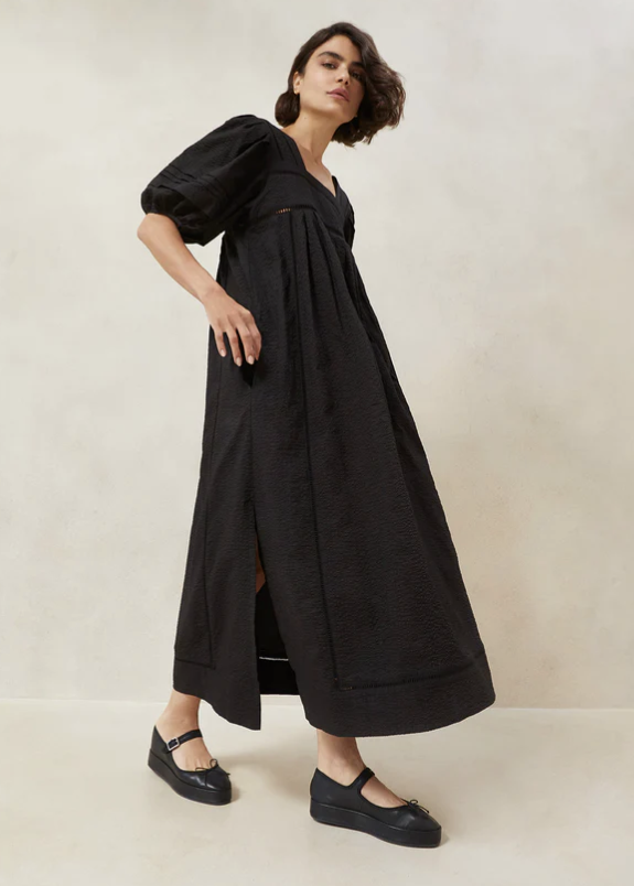 August Black Puffed Sleeve Dress