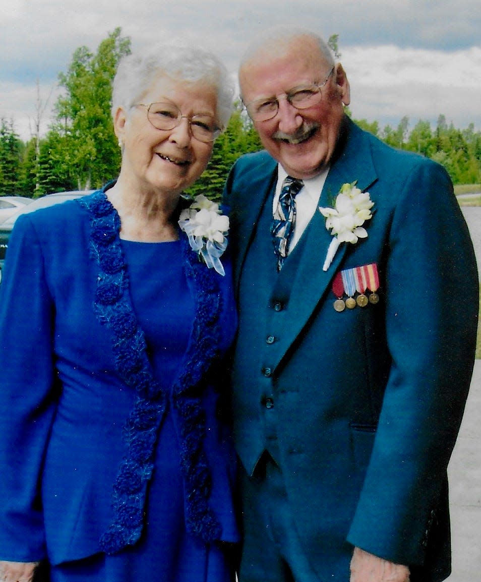 Edna and Kenneth Bladen on their 67th wedding anniversary in 2014.