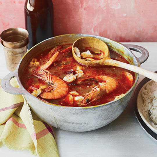 For the historian. If you’re looking to understand gumbo’s origins, make this gumbo-like Senegalese stew with a fish stock, dried shrimp and smoked oysters.