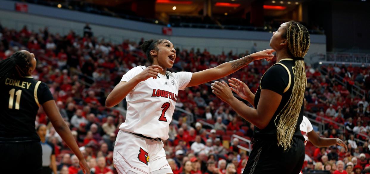 Louisville’s Nyla Harris and her teammates will look for a regular-season sweep against Pitt.