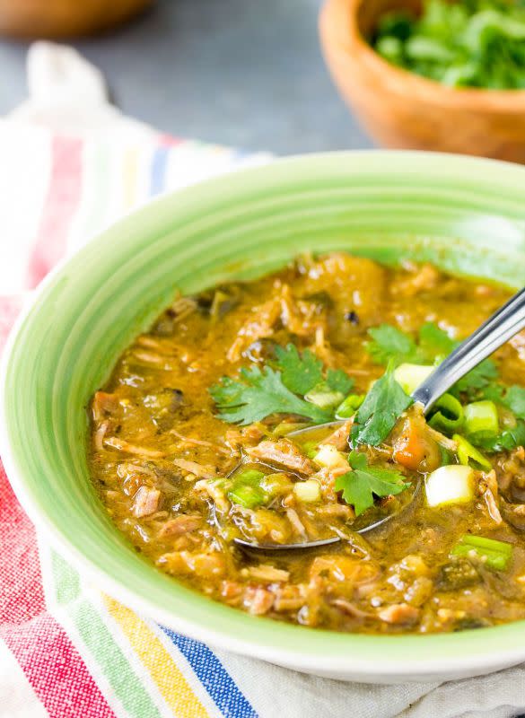 <p>A Spicy Perspective</p><p>This chile verde (aka green chili) recipe is savory and bold with tomatillos and poblano peppers, and is perfect for spicy chili lovers!</p><p><strong>Get the recipe: <a href="https://www.aspicyperspective.com/new-mexico-chile-verde-green-chili/" rel="nofollow noopener" target="_blank" data-ylk="slk:New Mexico Chile Verde;elm:context_link;itc:0;sec:content-canvas" class="link ">New Mexico Chile Verde</a></strong></p>