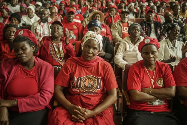 Supporters of Zimbabwe's opposition MDC party attend a memorial service in Bulawayo to mourn former Prime Minister Morgan Tsvangirai