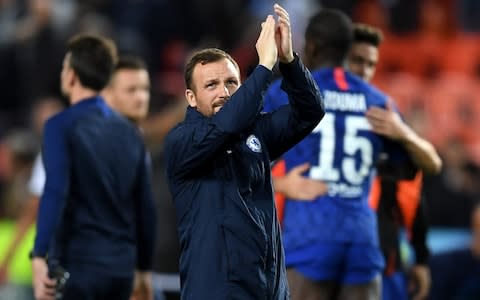 Jody Morris applauds the Chelsea fans - Credit: getty images