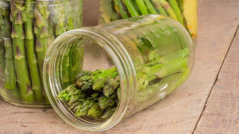 Asparagus in a glass jar