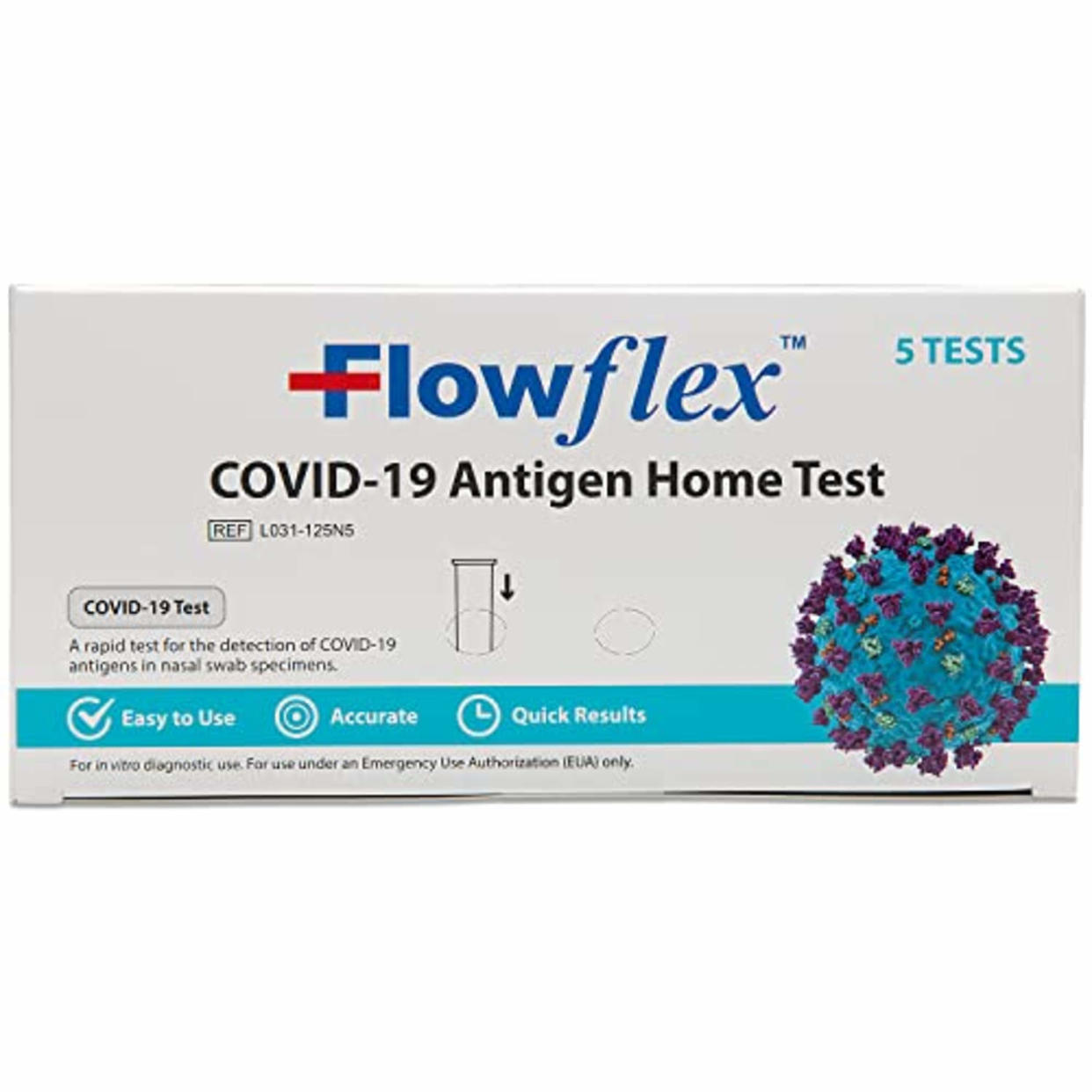 Flowflex COVID-19 Antigen Home Test, 1 Pack, 5 Tests Total (AMAZON)