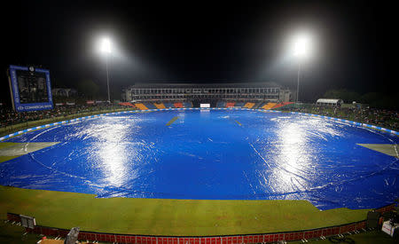 Cricket - Sri Lanka v India - Second One Day International Match - Pallekele, Sri Lanka - August 24, 2017 - A general view of the ground is seen as the match was delayed due to rain. REUTERS/Dinuka Liyanawatte