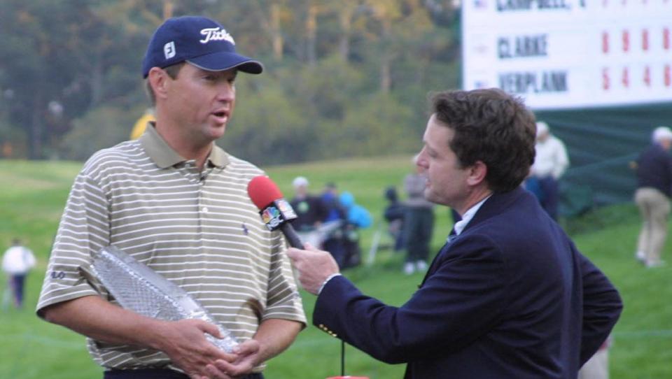 Davis Love III is interviewed after his 2003 Players Championship victory.