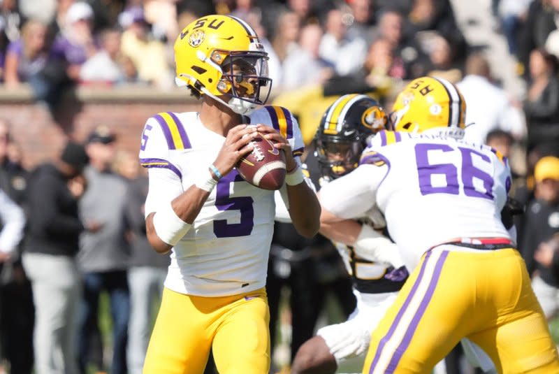 LSU Tigers quarterback Jayden Daniels totaled 50 touchdowns this season, with 40 through the air and 10 on the ground. File Photo by Bill Greenblatt/UPI