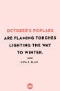 <p>October's poplars are flaming torches lighting the way to winter.</p>