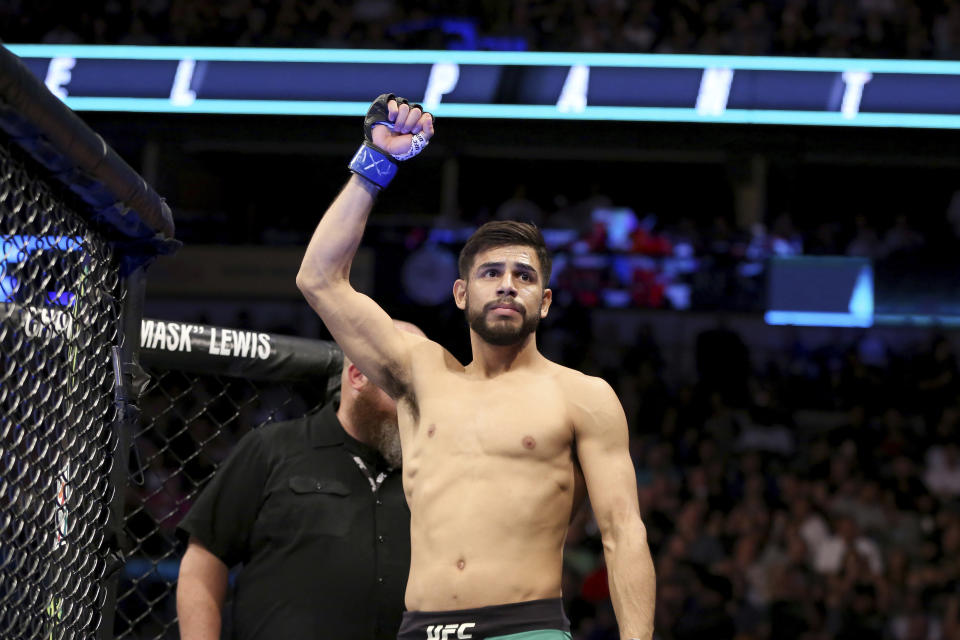 Yair Rodriguez is seen before his fight against Frankie Edgar in a mixed martial arts bout at UFC 211 on Saturday, May 13, 2017, in Dallas. Edgar won by doctor stoppage after round 2. (AP Photo/Gregory Payan)