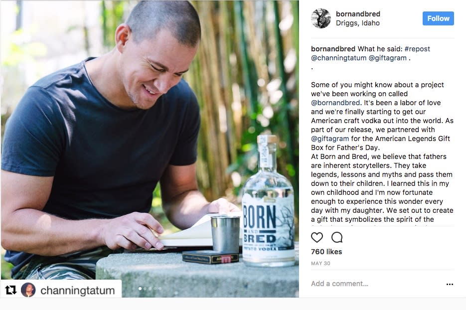 <p>In 2017, Magic Mike broke into the alcohol business. Stripper-turned-Hollywood-leading-man Channing Tatum says he tasted vodkas from around 25 different distilleries before settling on Born and Bred, which ‘leaves a cool taste in your mouth.’ The actor produces this potato vodka in partnership with Idaho-based Grand Teton Distillery. </p>