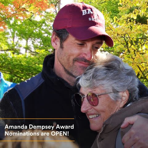 <p>dempsey center/instagram</p> Patrick Dempsey and his mom.