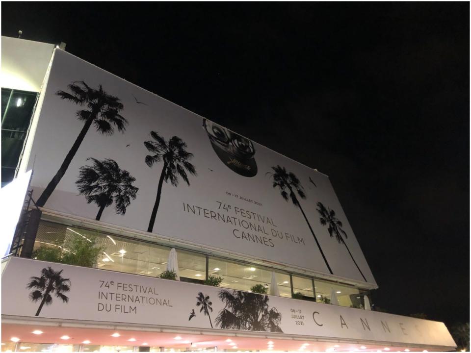 Cannes main sign at night