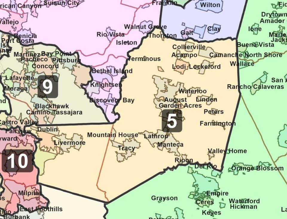 New boundaries of CA Senate District 5.