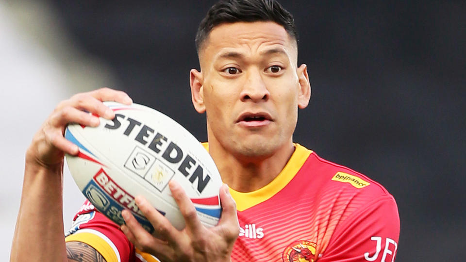 Israel Folau, pictured here in action for Catalans Dragons in 2020.