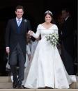 <p>Just like her mom's beautiful gown years before, <a href="https://www.goodhousekeeping.com/beauty/fashion/g23722822/princess-eugenie-royal-wedding-dressess/" rel="nofollow noopener" target="_blank" data-ylk="slk:Eugenie’s own gown;elm:context_link;itc:0" class="link ">Eugenie’s own gown </a>featured hidden meaning in its lovely fabric, <a href="https://www.royal.uk/wedding-princess-eugenie-and-jack-brooksbank-wedding-dress-and-bridal-party-outfits" rel="nofollow noopener" target="_blank" data-ylk="slk:according to a palace statement;elm:context_link;itc:0" class="link ">according to a palace statement</a>. </p>