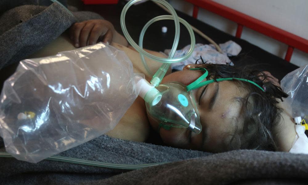 <span class="element-image__caption">Part of the horror of Tuesday’s attack is that it has taken a high death toll and the suspected use of sarin to make the international community, apparently inured to chlorine attacks, react.</span> <span class="element-image__credit">Photograph: Mohamed Al-Bakour/AFP/Getty Images</span>