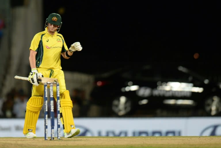 Australian captain Steve Smith walks off the pitch after his dismisal during their first ODI match of the series against India, at the M A Chidhambaram stadium in Chennai, on September 17, 2017