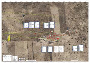 Location map showing La Infanta drill hole locations.