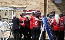 <p>The coffin of Bradley Lowery, the six-year-old football mascot whose cancer battle captured hearts around the world, arrives at St Joseph’s Church for his funeral in Blackhall. </p>