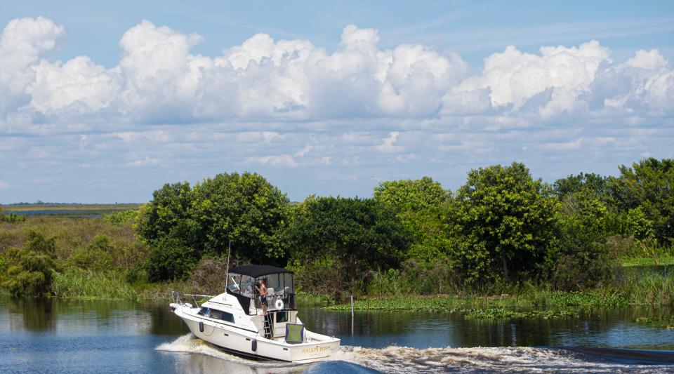 Boaters move through the outer portions of Lake Okeechobee in Clewiston on Thursday, September 30, 2021.  