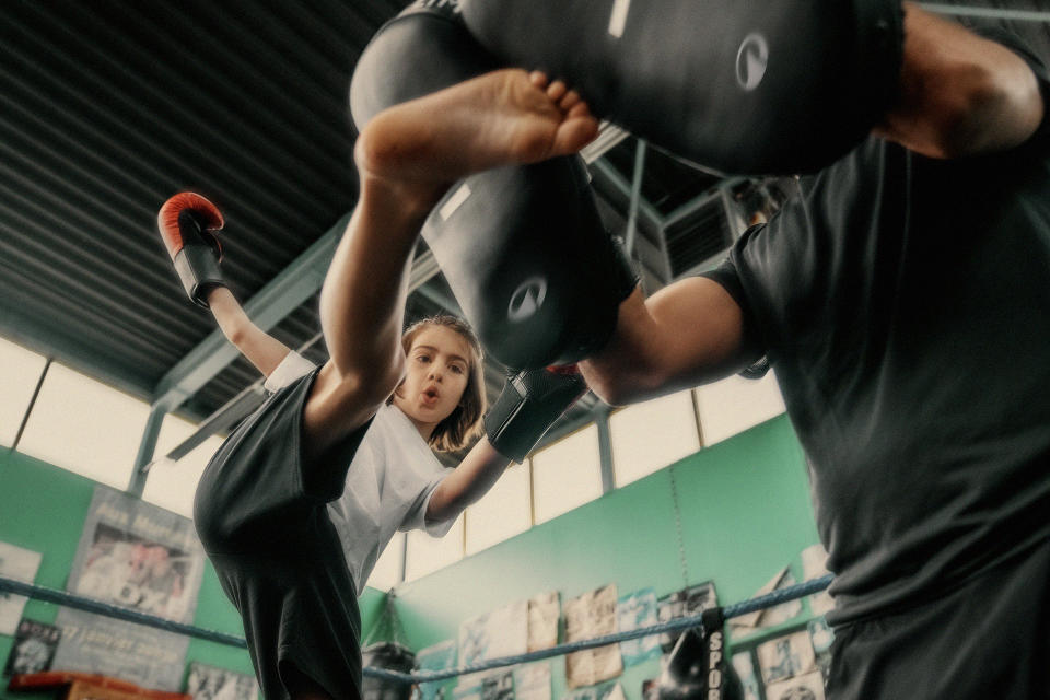 girl boxing with a man