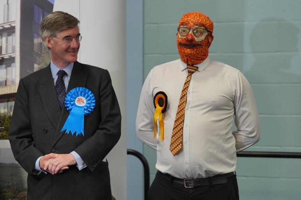 Sir Jacob Rees-Mogg listens to the results of the count for his North East Somerset and Hanham seat - which he lost (Jonathan Brady/PA Wire)