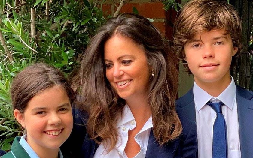 Deborah James with her children Hugo and Eloise as they start secondary school