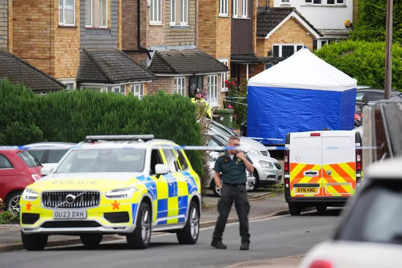 Police at the scene in Ashlyn Close, Bushey