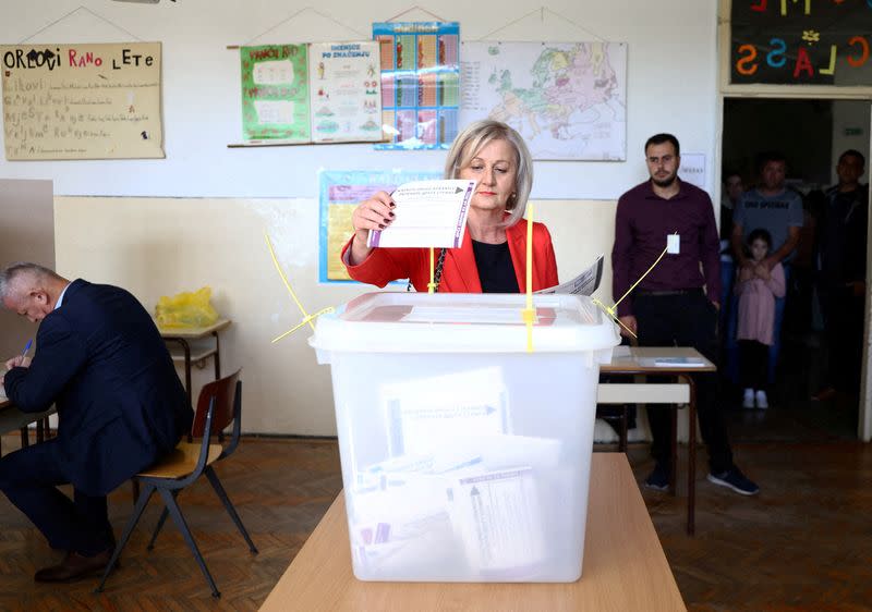 Presidential and parliamentary elections at a polling centre in a school in Livno