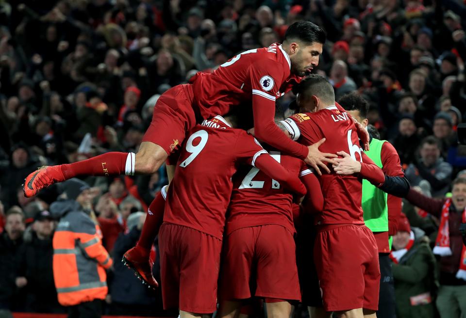 Liverpool celebrate their win over Manchester City