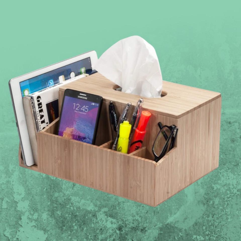 If you're the type that keeps tissues by the bed, then you're going to want to take a look at this simple bamboo tissue box holder, tablet stand and organizer in one. It has rubber feet attached to the bottom so it won't scratch your surfaces, is durable, solid and, most importantly, extremely aesthetically pleasing.You can buy the bamboo tissue box holder and organizer from Amazon for around $36. 