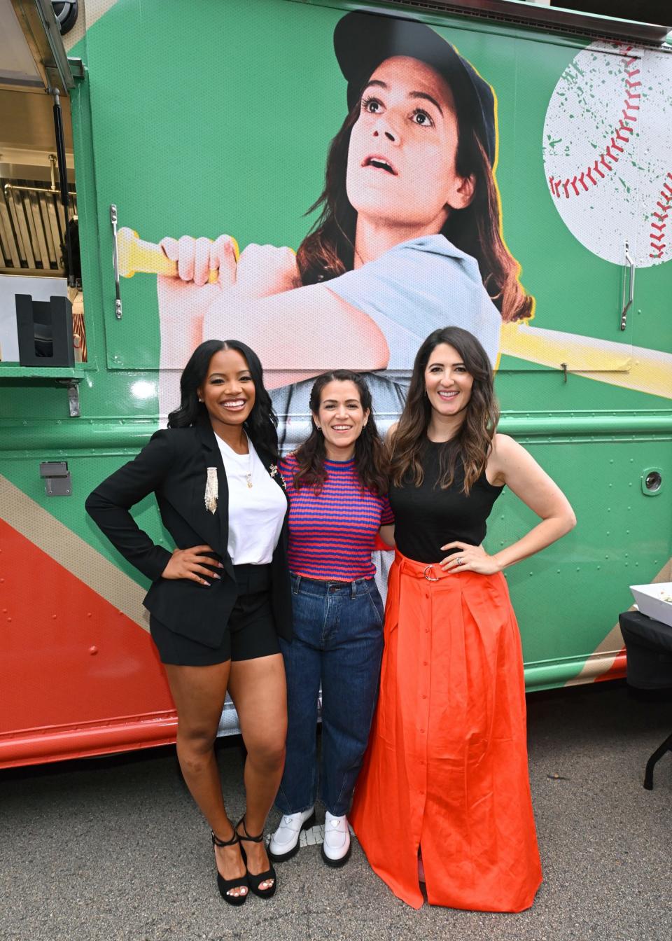 <p>Chanté Adams, Abbi Jacobson and D'Arcy Carden attend Prime Video's <em>A League of Their Own</em> Special Screening on July 2 in Rockford, Illinois.</p>