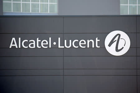 FILE PHOTO: The Alcatel Lucent logo is seen in Calais, France, September 7, 2016. REUTERS/Charles Platiau/File Photo